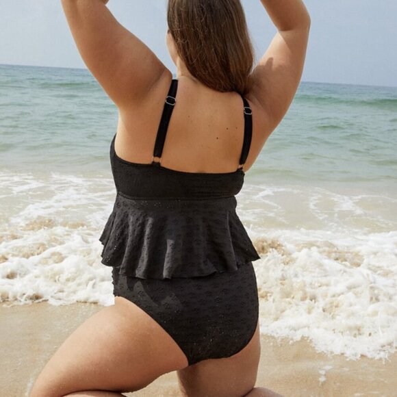 BERLOOK Floral Cutout Ruched Plus Size Bikini TOP AND BOTTOM 16 - Picture 3 of 5